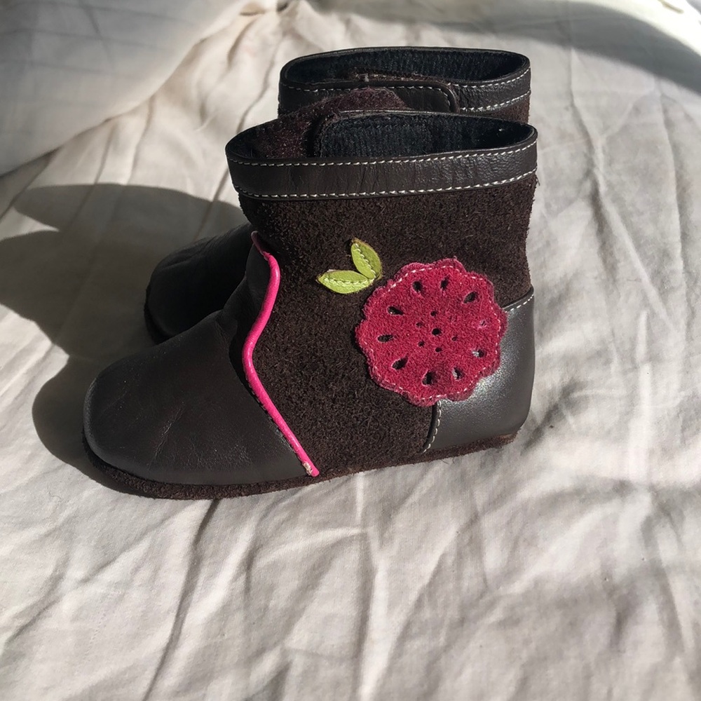 Brown leather boots